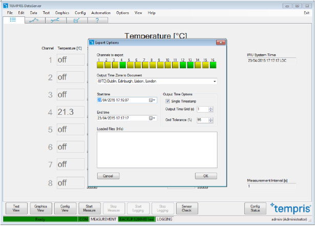TEMPRIS DataServer - CSV Export