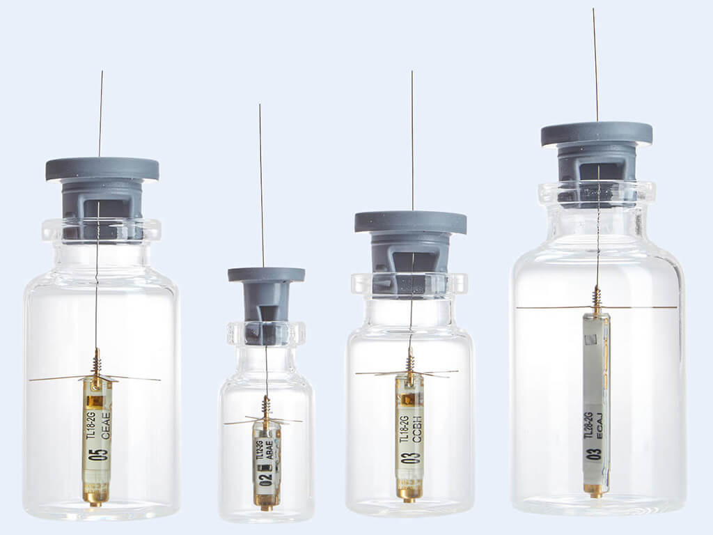 Four vials with Tempris sensors for product temperature measurement