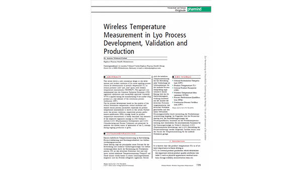 Wireless Temperature Measurement in Lyo Process Development, Validation and Production